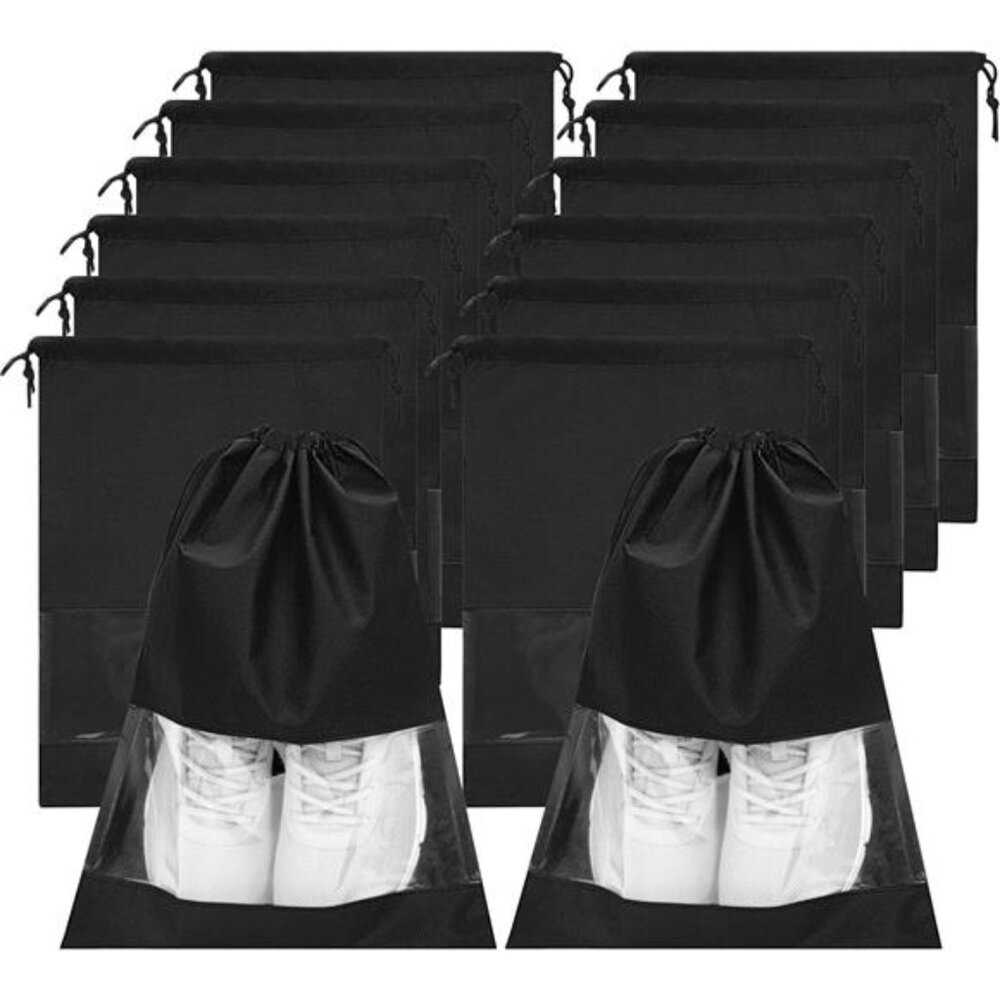 12PCS Shoe Bags for Travel - Large Dustproof Drawstring Shoes Packing Organizers